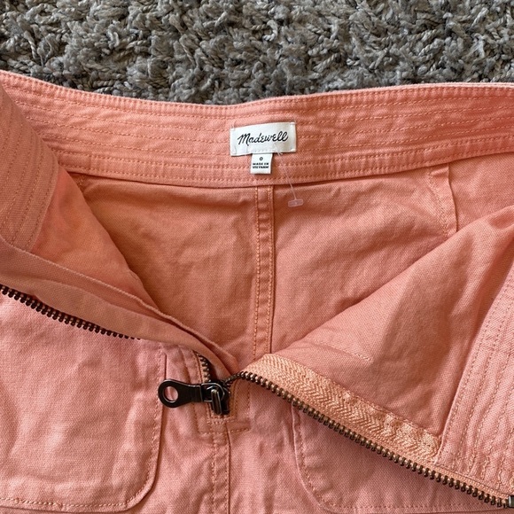 Madewell Zip Front A Line Skirt Frayed Hem Mini Size 0 - Picture 9 of 14